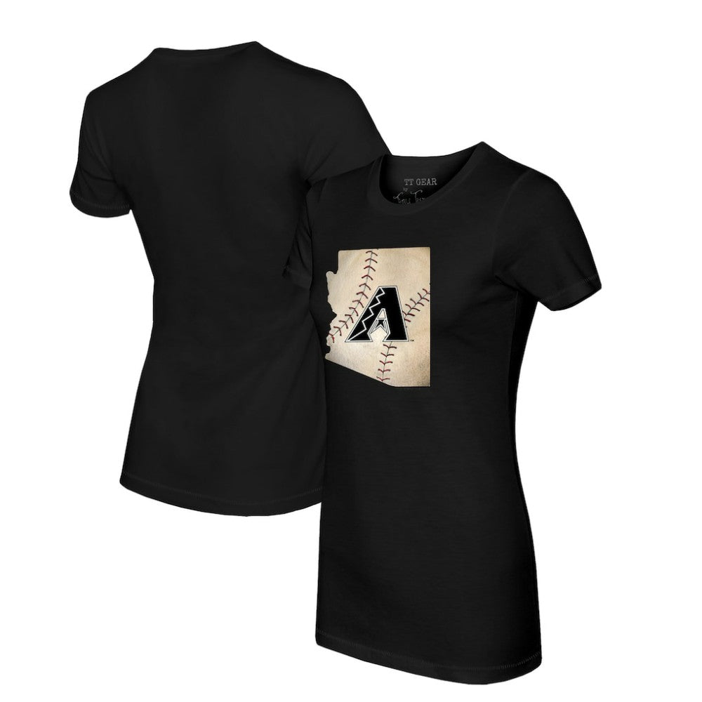 Arizona Diamondbacks Tiny Turnip Women's State Outline T-Shirt - Black - MLB Discount