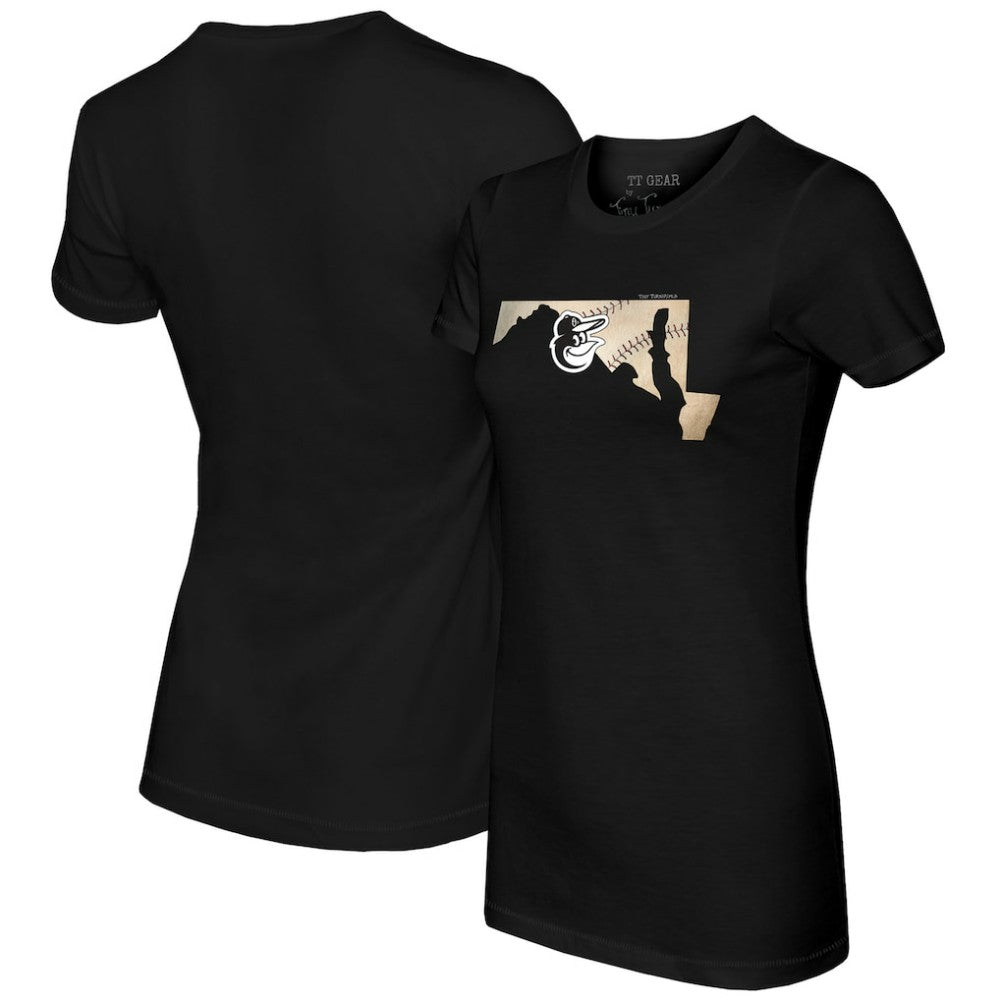 Baltimore Orioles Tiny Turnip Women's State Outline T-Shirt - Black - MLB Online