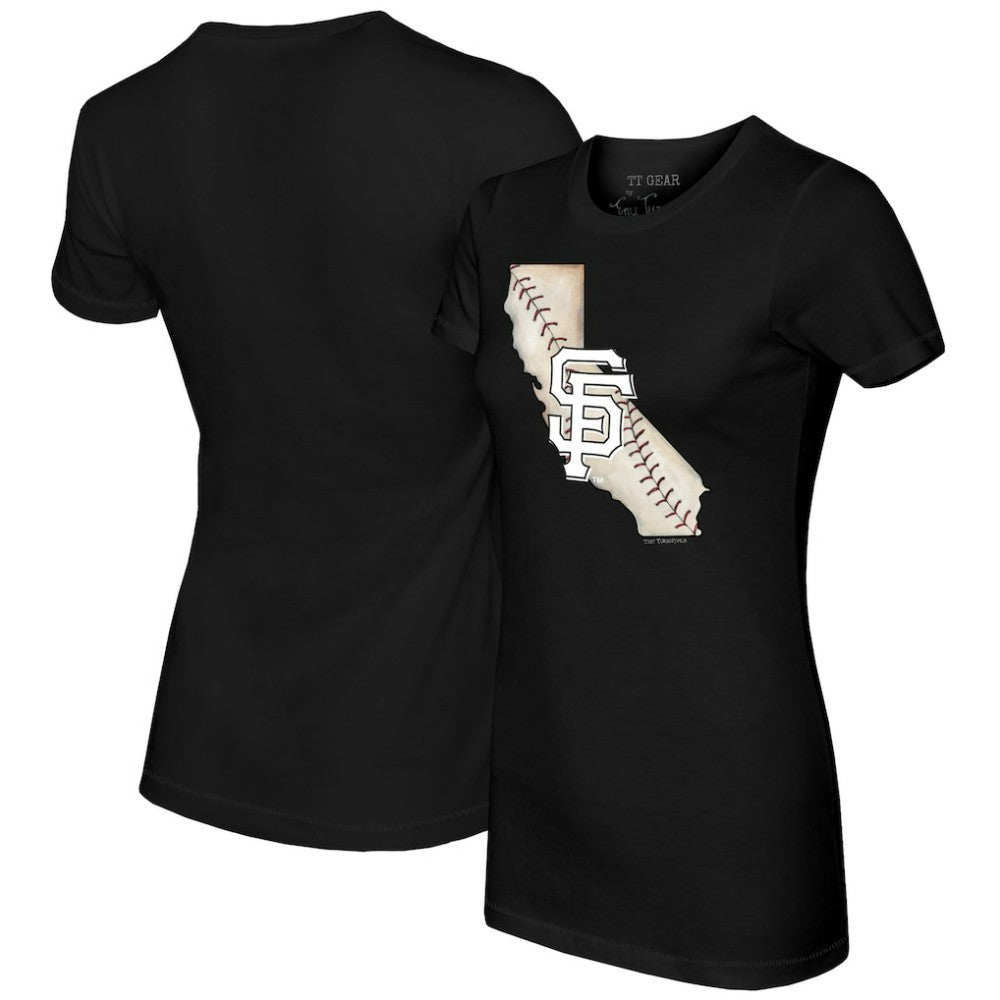 San Francisco Giants Tiny Turnip Women's State Outline T-Shirt - Black - MLB Sale