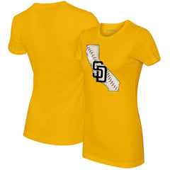 San Diego Padres Tiny Turnip Women's State Outline T-Shirt - Gold - MLB on Sale