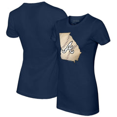 Atlanta Braves Tiny Turnip Women's State Outline T-Shirt - Navy - MLB Discount