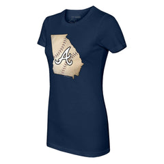 Atlanta Braves Tiny Turnip Women's State Outline T-Shirt - Navy - MLB Discount