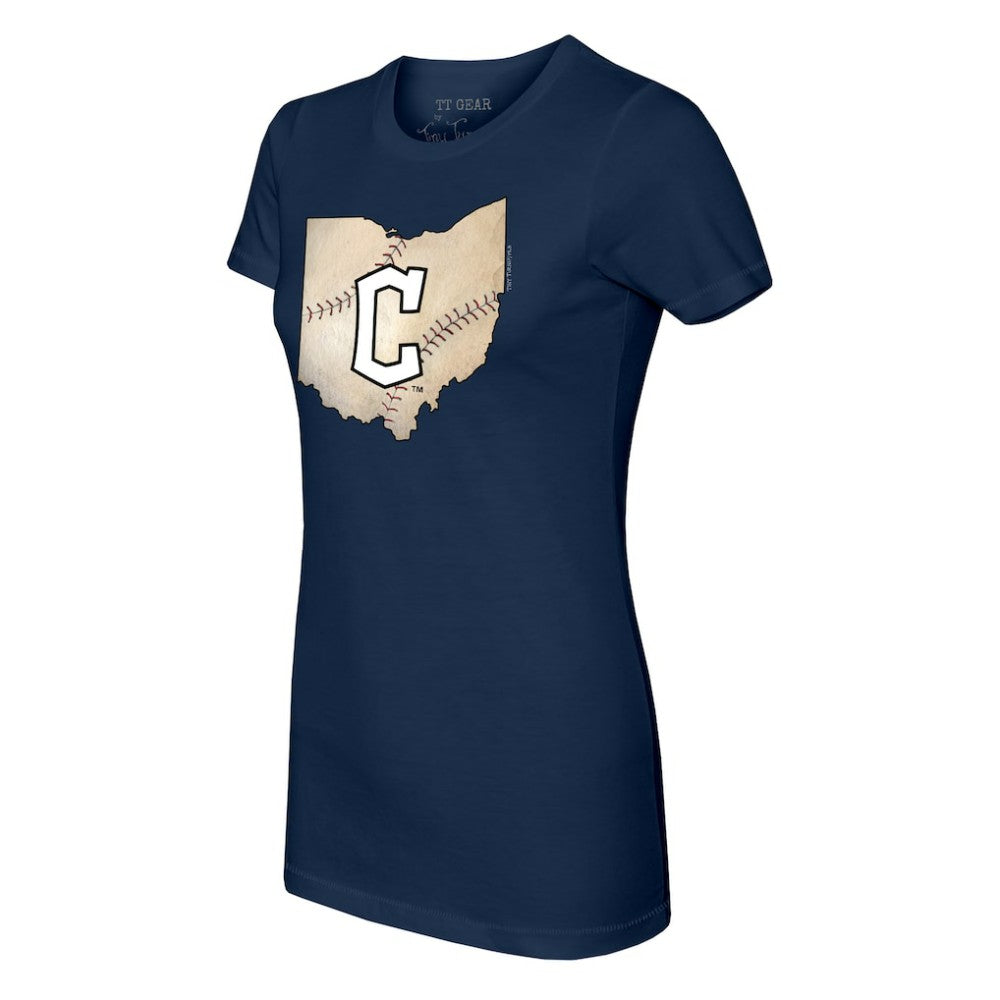 Cleveland Guardians Tiny Turnip Women's State Outline T-Shirt - Navy - MLB Online