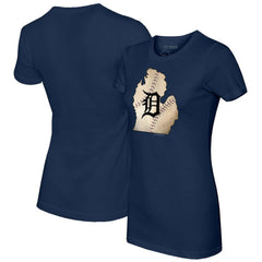 Detroit Tigers Tiny Turnip Women's State Outline T-Shirt - Navy - MLB Discount