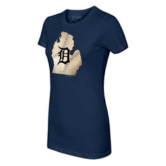 Detroit Tigers Tiny Turnip Women's State Outline T-Shirt - Navy - MLB Discount