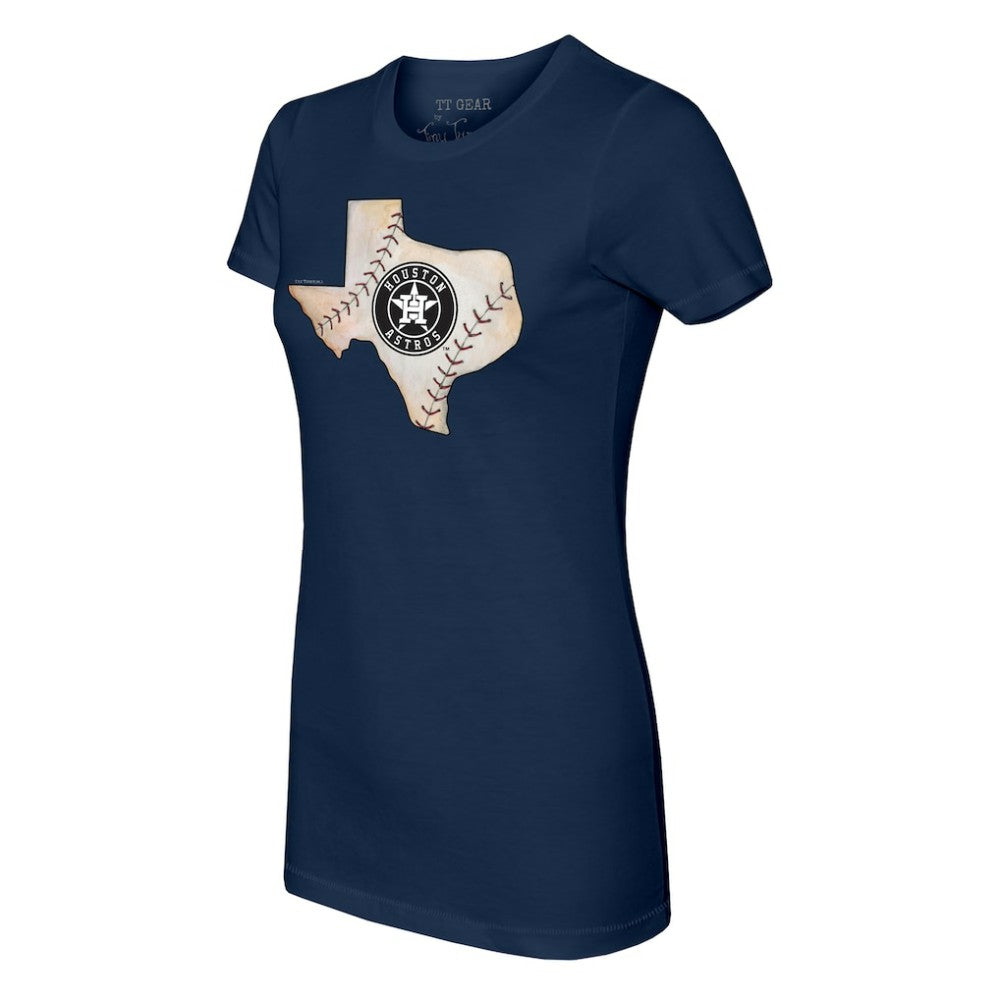 Houston Astros Tiny Turnip Women's State Outline T-Shirt - Navy - MLB Sale
