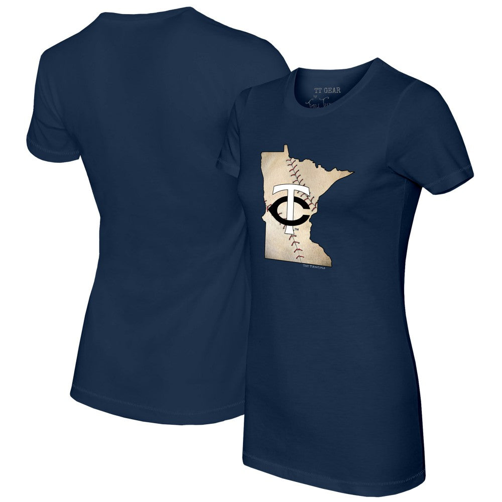 Minnesota Twins Tiny Turnip Women's State Outline T-Shirt - Navy - MLB on Sale