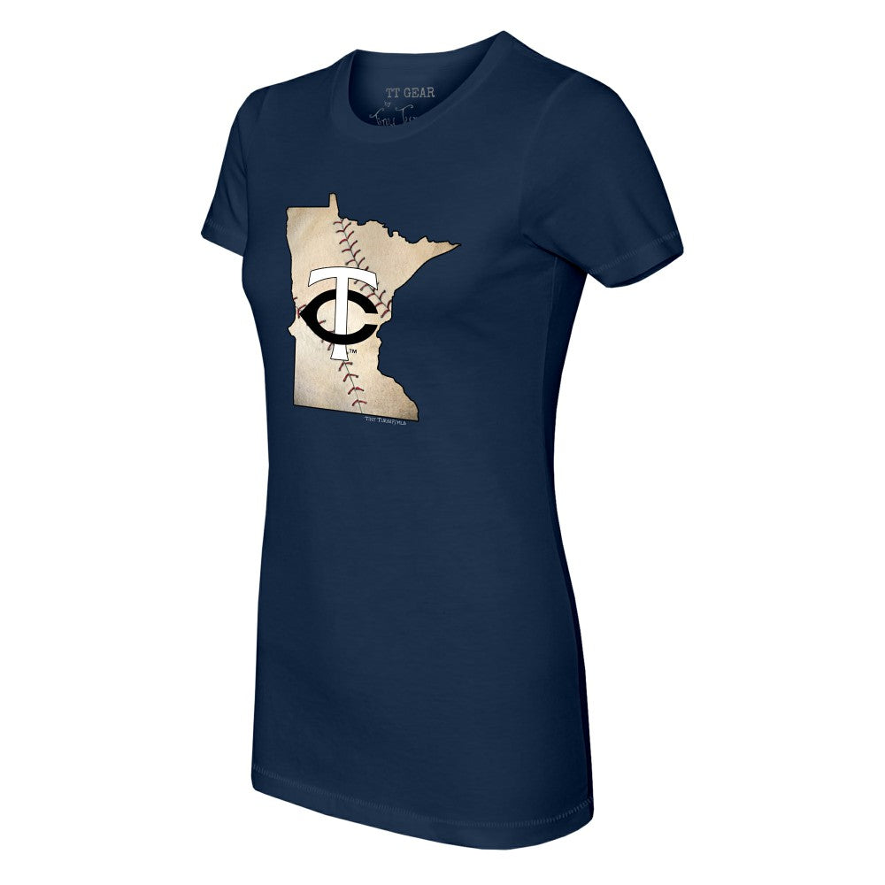 Minnesota Twins Tiny Turnip Women's State Outline T-Shirt - Navy - MLB on Sale