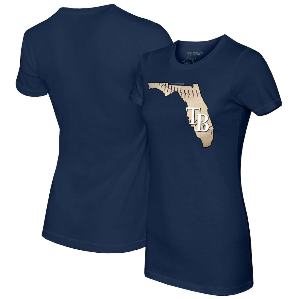 Tampa Bay Rays Tiny Turnip Women's State Outline T-Shirt - Navy - MLB Discount