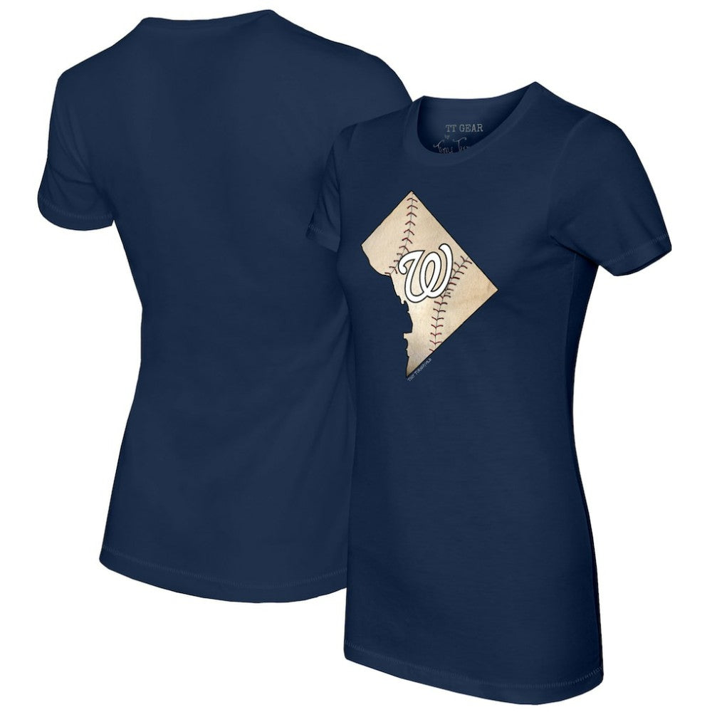 Washington Nationals Tiny Turnip Women's State Outline T-Shirt - Navy - MLB Sale