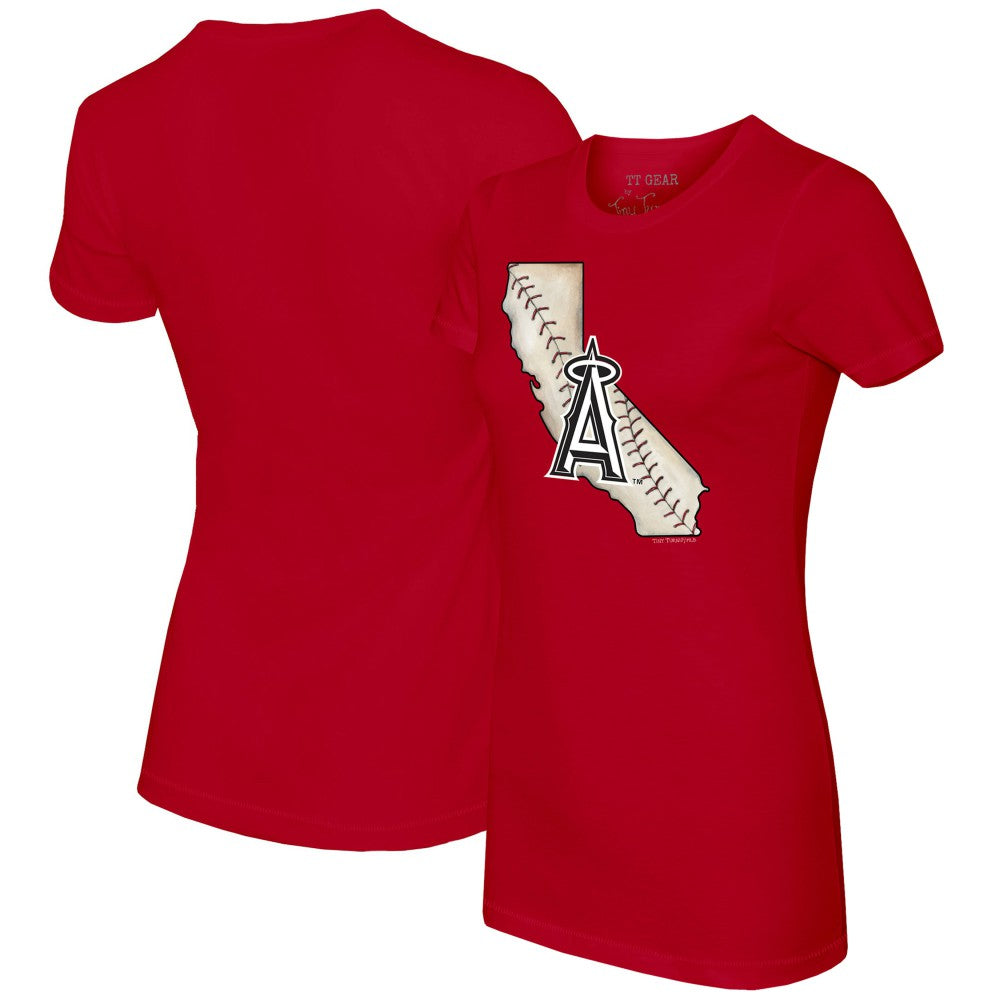 Los Angeles Angels Tiny Turnip Women's State Outline T-Shirt - Red - MLB on Sale