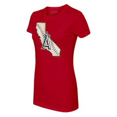 Los Angeles Angels Tiny Turnip Women's State Outline T-Shirt - Red - MLB on Sale