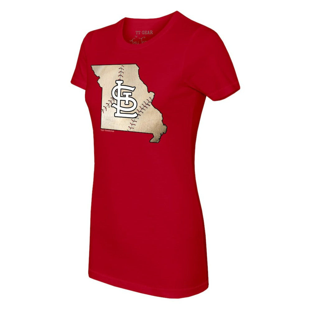 St. Louis Cardinals Tiny Turnip Women's State Outline T-Shirt - Red - MLB Discount