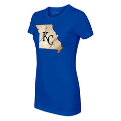 Kansas City Royals Tiny Turnip Women's State Outline T-Shirt - Royal - MLB on Sale