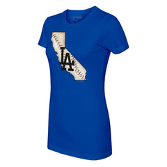 Los Angeles Dodgers Tiny Turnip Women's State Outline T-Shirt - Royal - MLB Discount