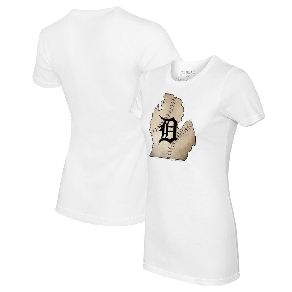 Detroit Tigers Tiny Turnip Women's State Outline T-Shirt - White - MLB on Sale