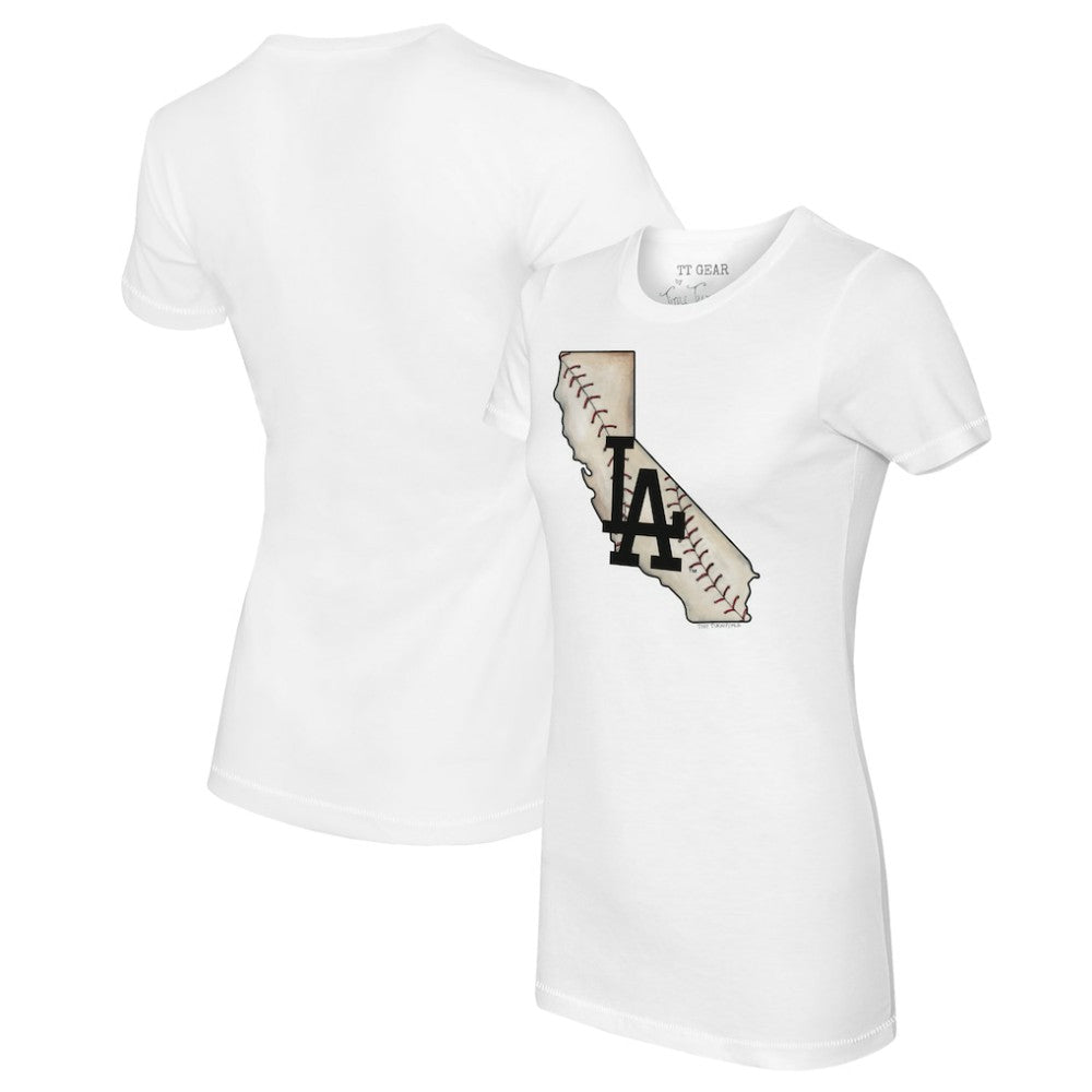 Los Angeles Dodgers Tiny Turnip Women's State Outline T-Shirt - White - MLB Lifestyle
