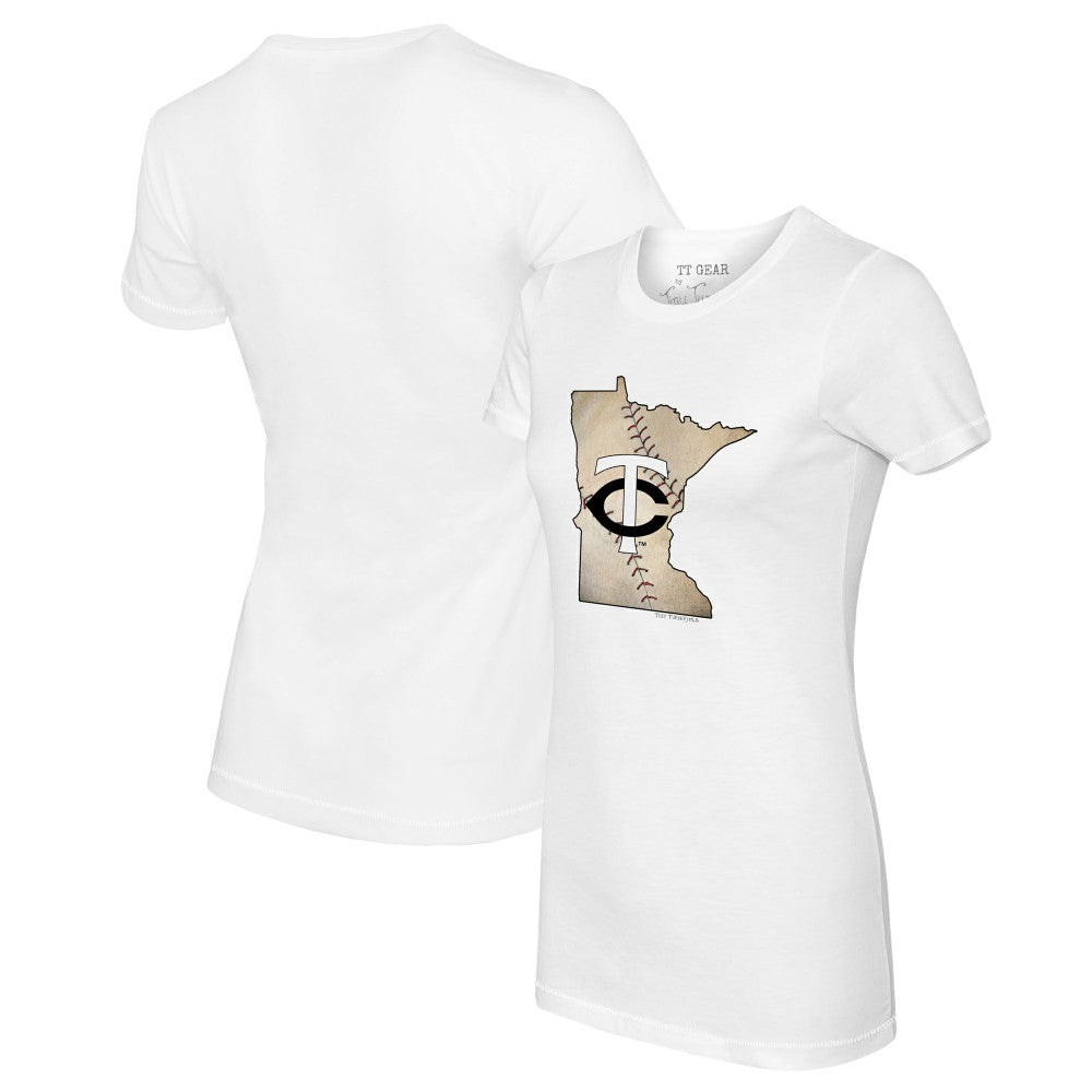 Minnesota Twins Tiny Turnip Women's State Outline T-Shirt - White - MLB Lifestyle