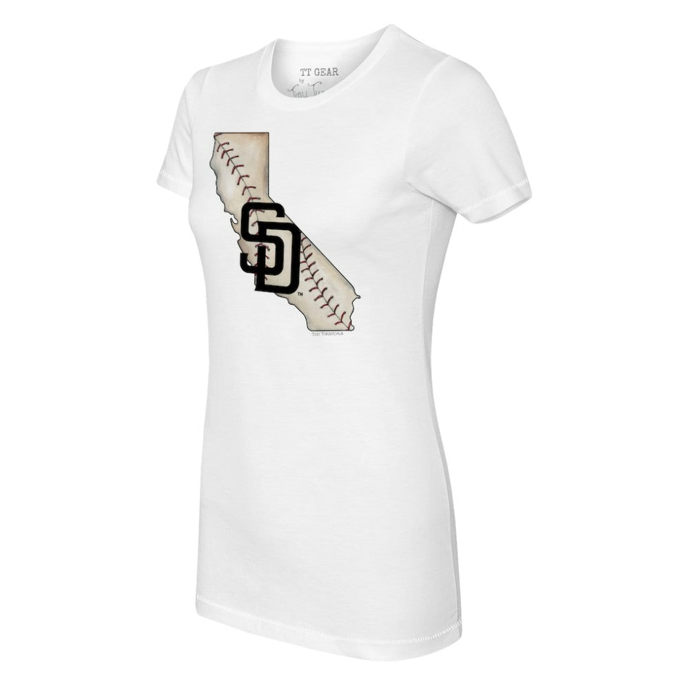San Diego Padres Tiny Turnip Women's State Outline T-Shirt - White - MLB on Sale