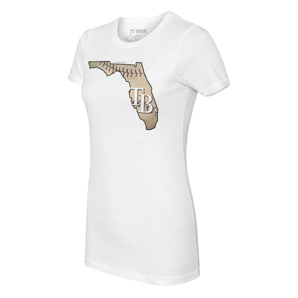 Tampa Bay Rays Tiny Turnip Women's State Outline T-Shirt - White - MLB Online