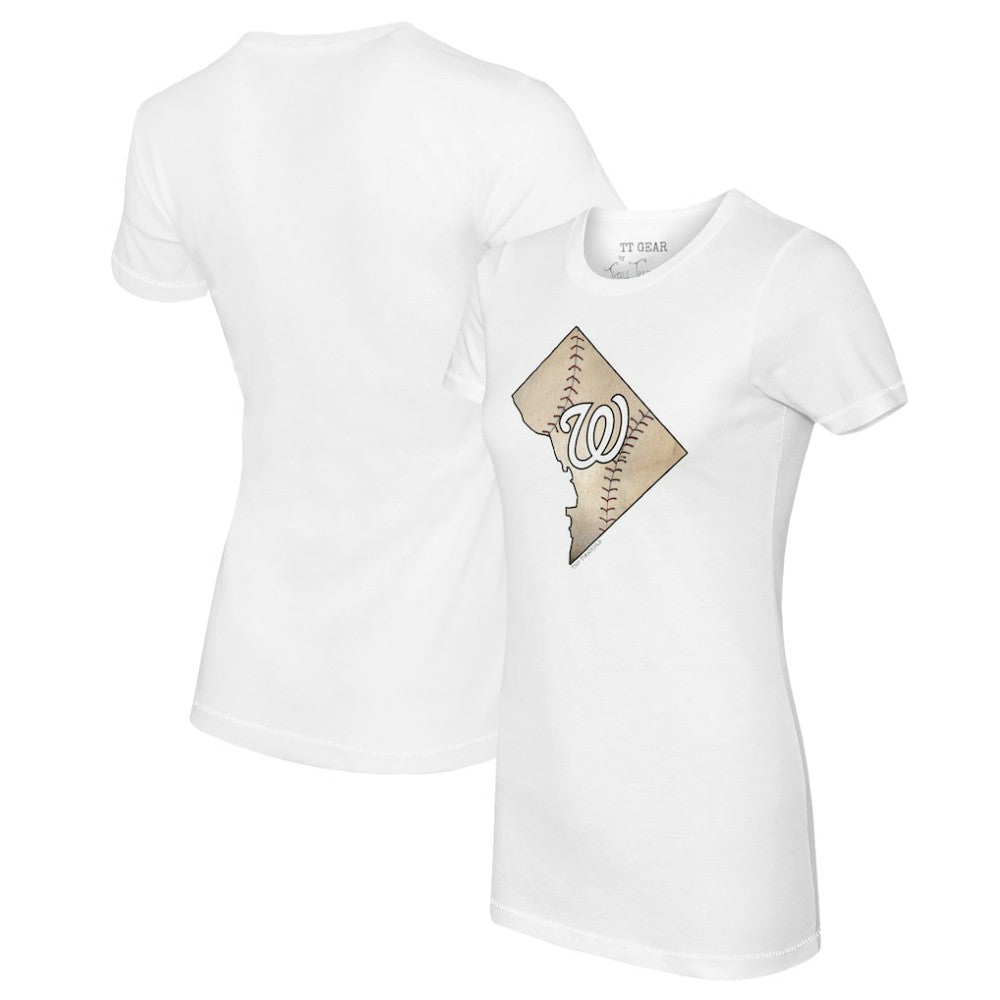 Washington Nationals Tiny Turnip Women's State Outline T-Shirt - White - MLB Online