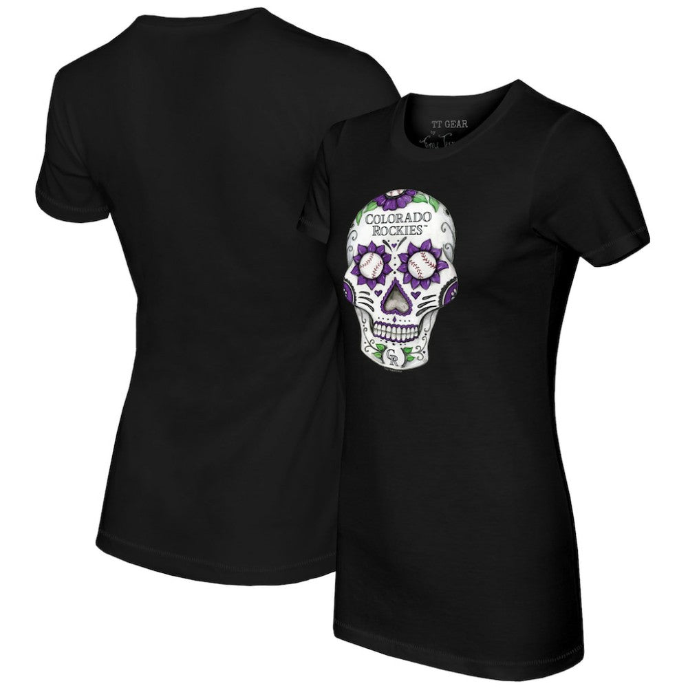 Colorado Rockies Tiny Turnip Women's Sugar Skull T-Shirt - Black - MLB on Sale