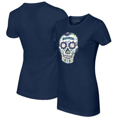 Seattle Mariners Tiny Turnip Women's Sugar Skull T-Shirt - Navy - MLB Lifestyle