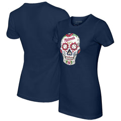 Washington Nationals Tiny Turnip Women's Sugar Skull T-Shirt - Navy - MLB Sale
