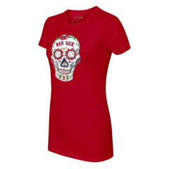 Boston Red Sox Tiny Turnip Women's Sugar Skull T-Shirt - Red - MLB Discount