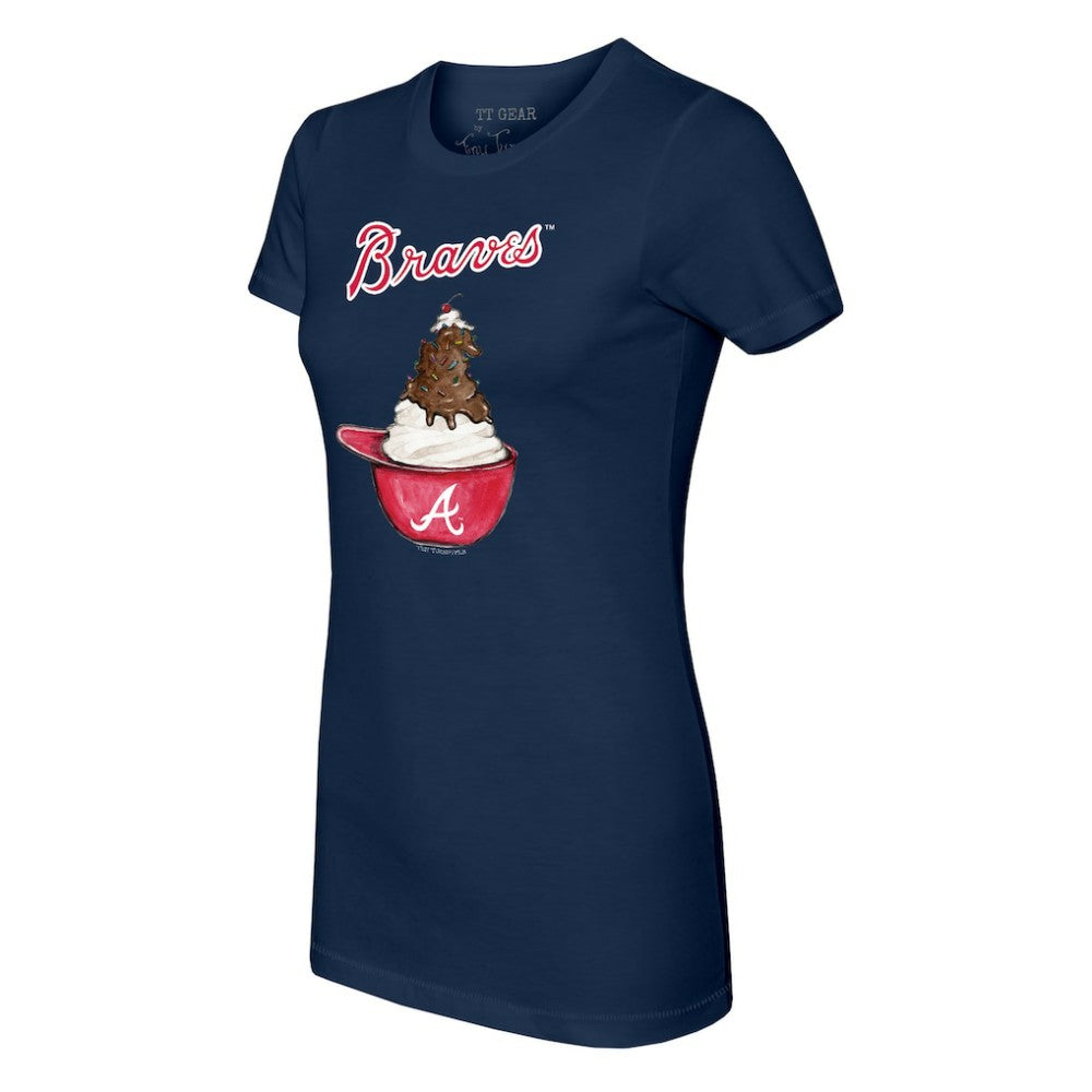 Atlanta Braves Tiny Turnip Women's Sundae Helmet T-Shirt - Navy - MLB Sale