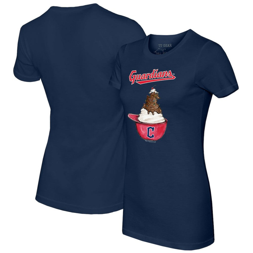 Cleveland Guardians Tiny Turnip Women's Sundae Helmet T-Shirt - Navy - MLB on Sale