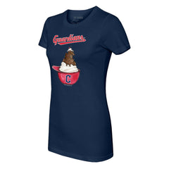 Cleveland Guardians Tiny Turnip Women's Sundae Helmet T-Shirt - Navy - MLB on Sale