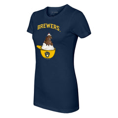 Milwaukee Brewers Tiny Turnip Women's Sundae Helmet T-Shirt - Navy - MLB Sale