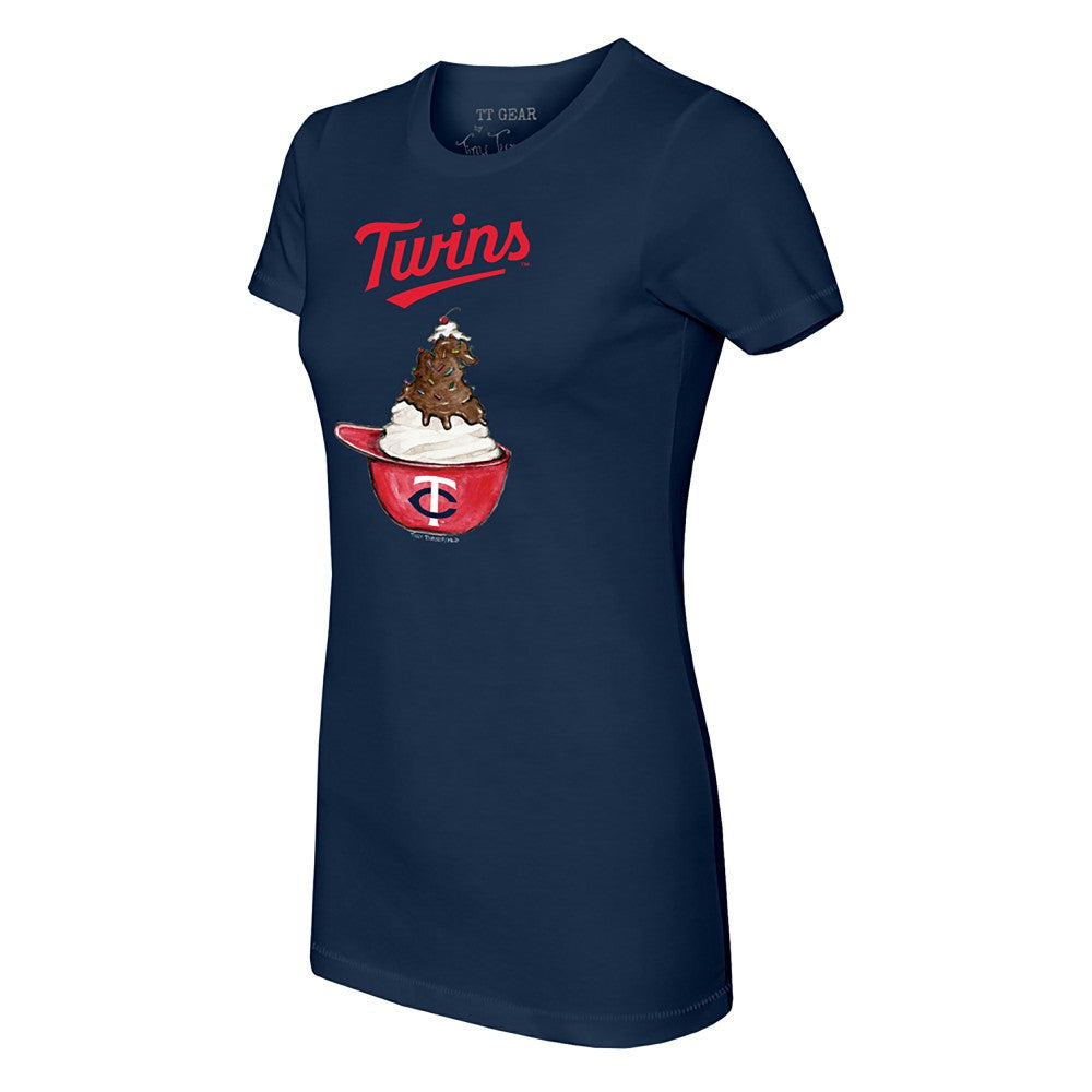 Minnesota Twins Tiny Turnip Women's Sundae Helmet T-Shirt - Navy - MLB Sale