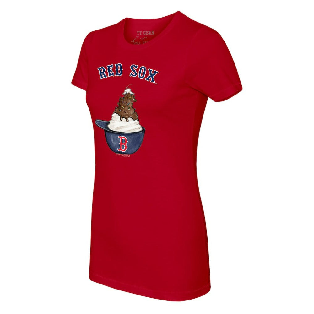 Boston Red Sox Tiny Turnip Women's Sundae Helmet T-Shirt - Red - MLB on Sale