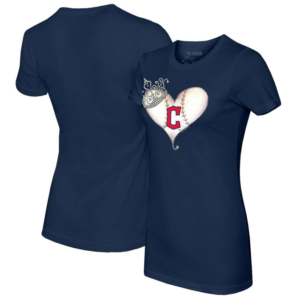 Cleveland Guardians Tiny Turnip Women's Tiara Heart T-Shirt - Navy - MLB on Sale