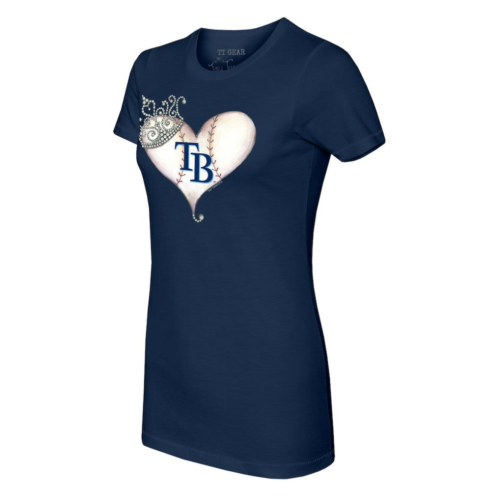 Tampa Bay Rays Tiny Turnip Women's Tiara Heart T-Shirt - Navy - MLB on Sale