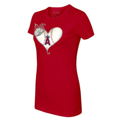 Los Angeles Angels Tiny Turnip Women's Tiara Heart T-Shirt - Red - MLB Sale
