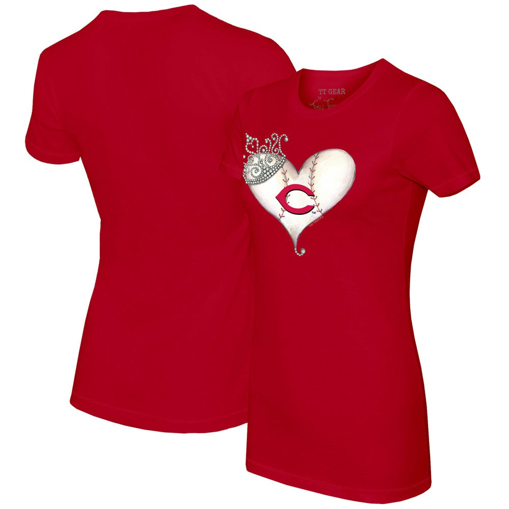 Cincinnati Reds Tiny Turnip Women's Tiara Heart T-Shirt - Red - MLB on Sale