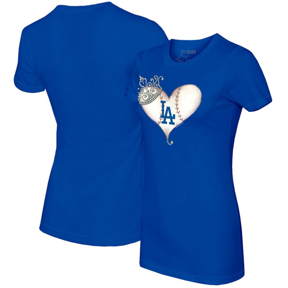 Los Angeles Dodgers Tiny Turnip Women's Tiara Heart T-Shirt - Royal - MLB on Sale