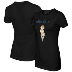 Miami Marlins Tiny Turnip Women's Triple Scoop T-Shirt - Black - MLB on Sale
