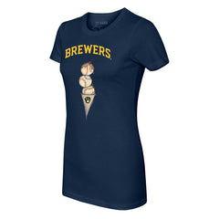 Milwaukee Brewers Tiny Turnip Women's Triple Scoop T-Shirt - Navy - MLB Online