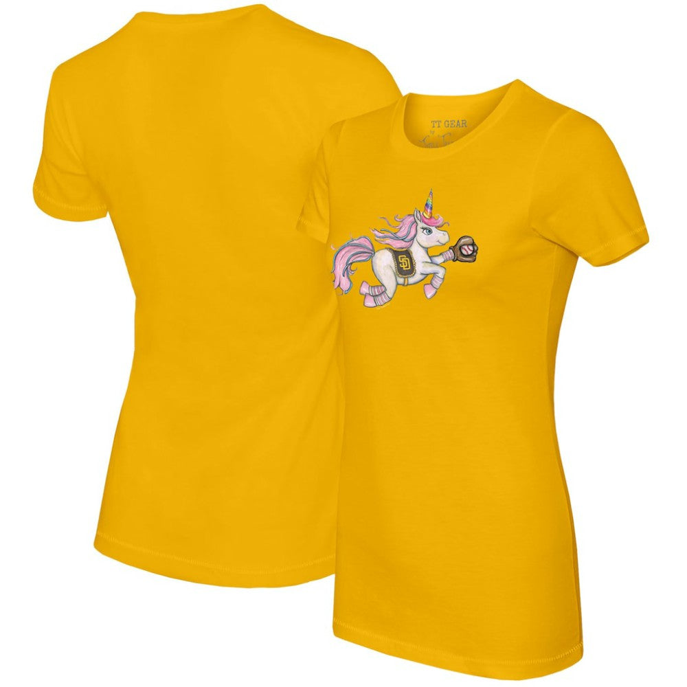 San Diego Padres Tiny Turnip Women's Unicorn T-Shirt - Gold - MLB Sale