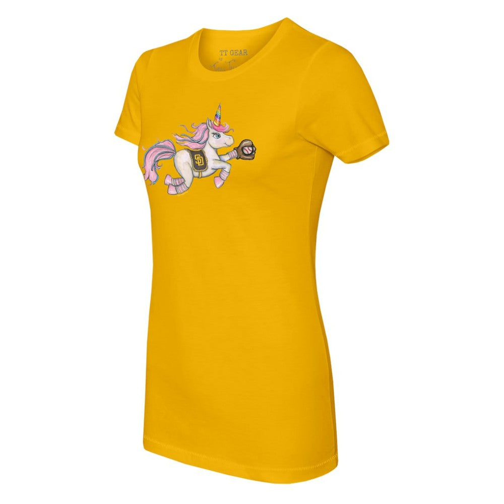 San Diego Padres Tiny Turnip Women's Unicorn T-Shirt - Gold - MLB Sale