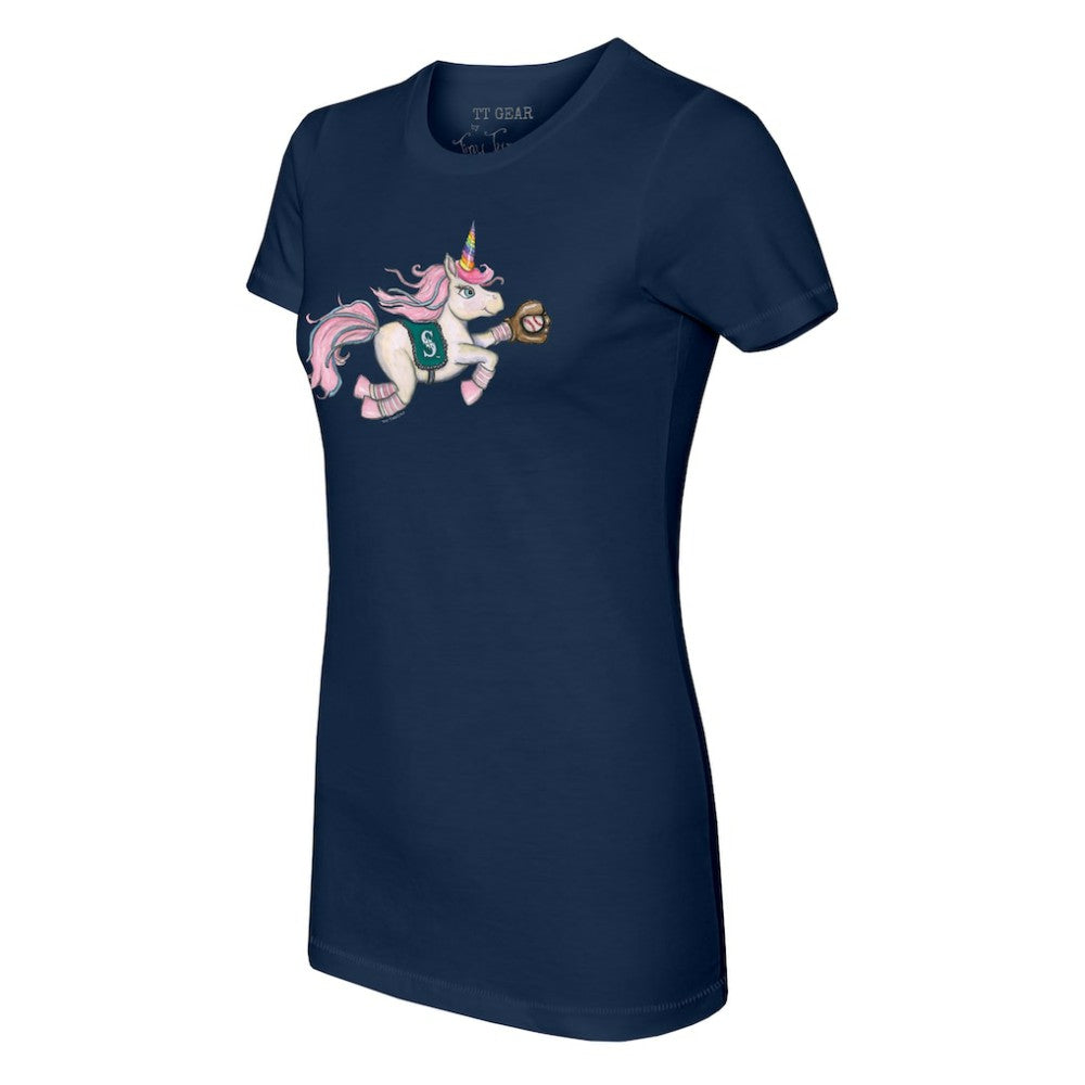Seattle Mariners Tiny Turnip Women's Unicorn T-Shirt - Navy - MLB on Sale