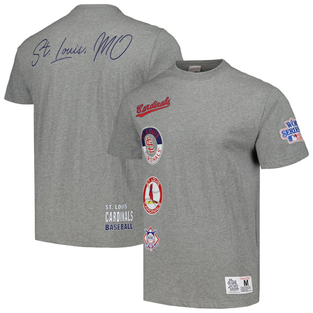 St. Louis Cardinals Mitchell & Ness Cooperstown Collection City Collection T-Shirt - Heather Gray - Mitchell & Ness Lifestyle