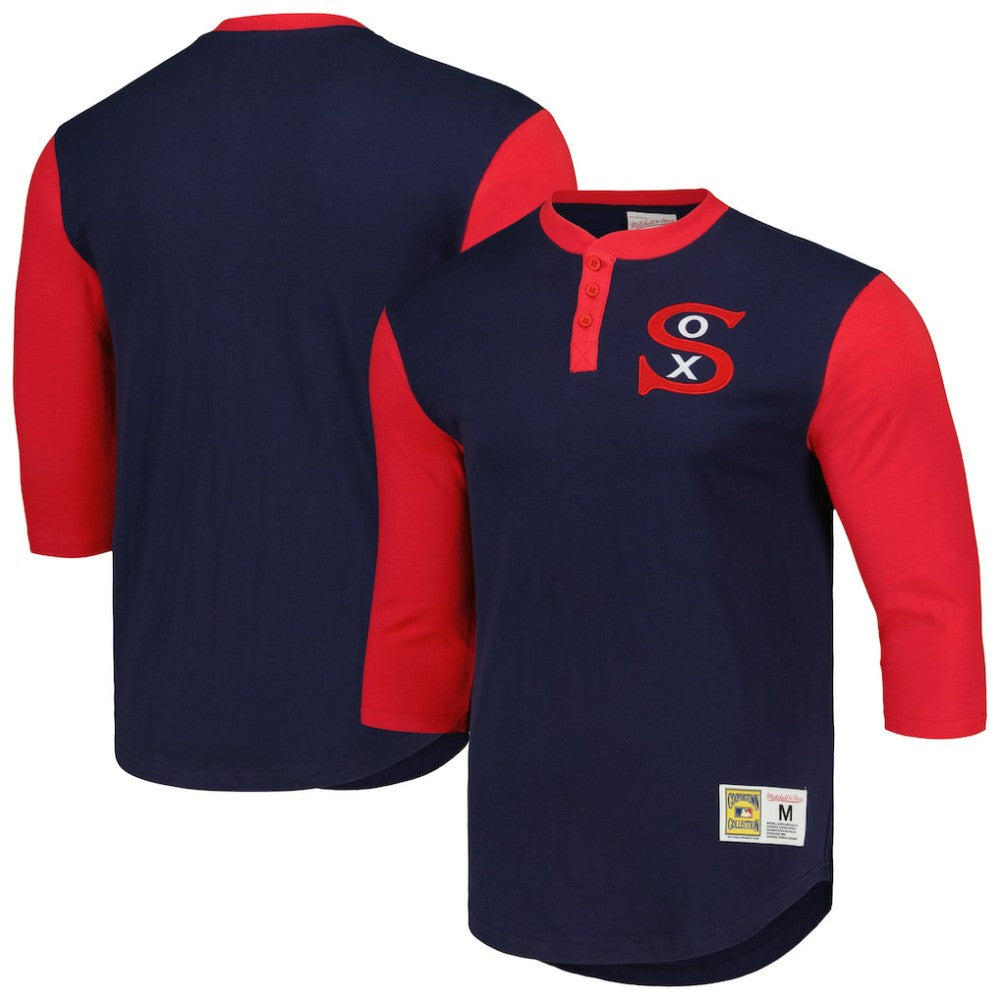 Chicago White Sox Mitchell & Ness Cooperstown Collection Legendary Slub Henley 3/4-Sleeve T-Shirt - Navy - Mitchell & Ness Sale