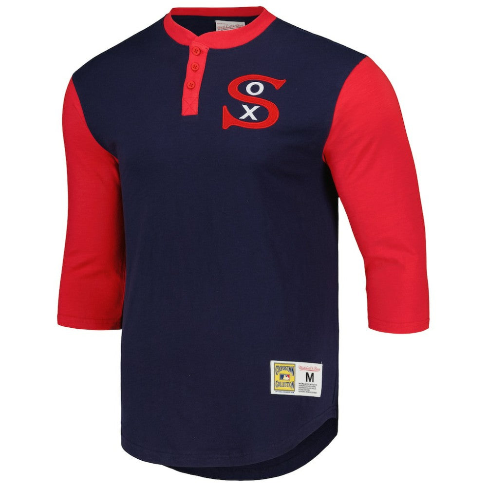 Chicago White Sox Mitchell & Ness Cooperstown Collection Legendary Slub Henley 3/4-Sleeve T-Shirt - Navy - Mitchell & Ness Sale