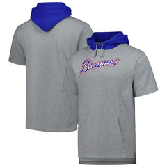 Atlanta Braves Mitchell & Ness Postgame Short Sleeve Pullover Hoodie - Heather Gray - Mitchell & Ness Sale