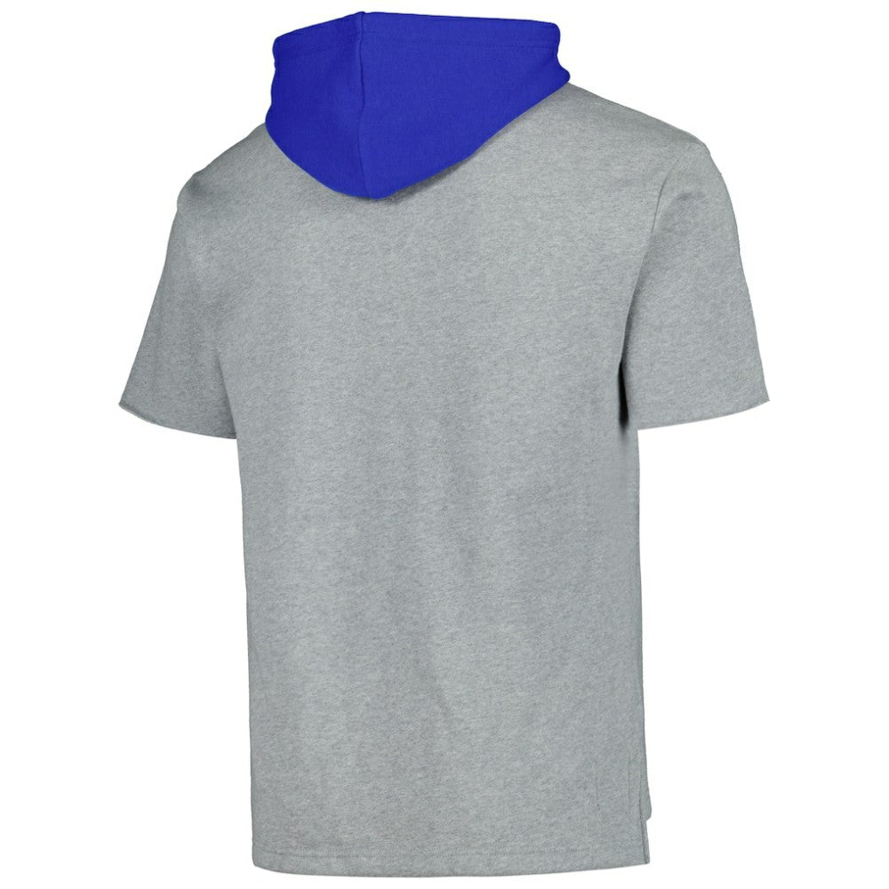 Chicago Cubs Mitchell & Ness Postgame Short Sleeve Pullover Hoodie - Heather Gray - Mitchell & Ness Lifestyle